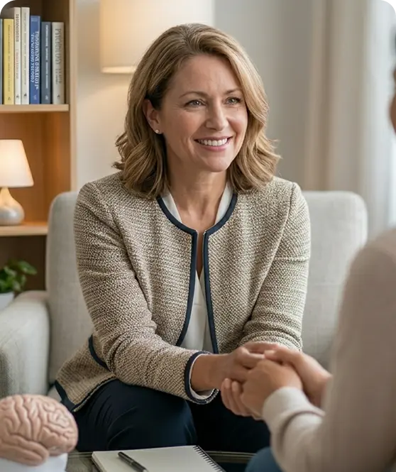 Therapist in conversation with a client