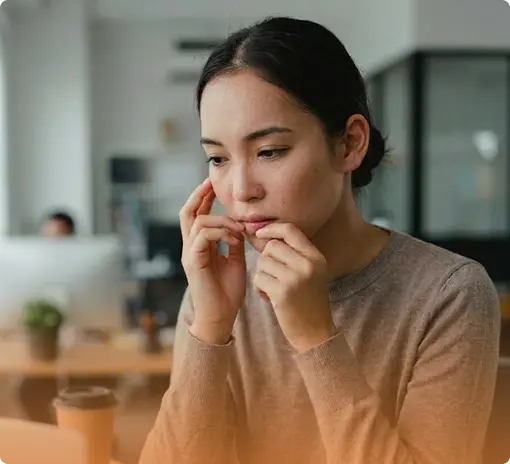 A person struggling with confidence and self-doubt