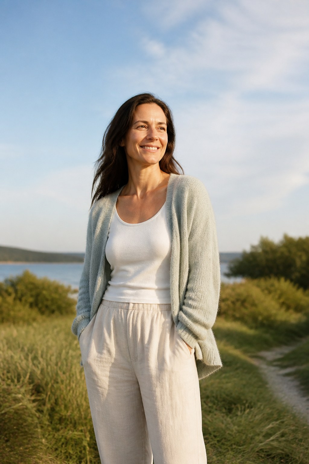 A woman feeling free and hopeful after overcoming a difficult issue